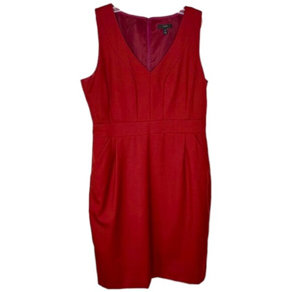 J. Crew Lined Sleeveless Wool Suiting Dress - Maroon - 12 - Picture 2 of 10
